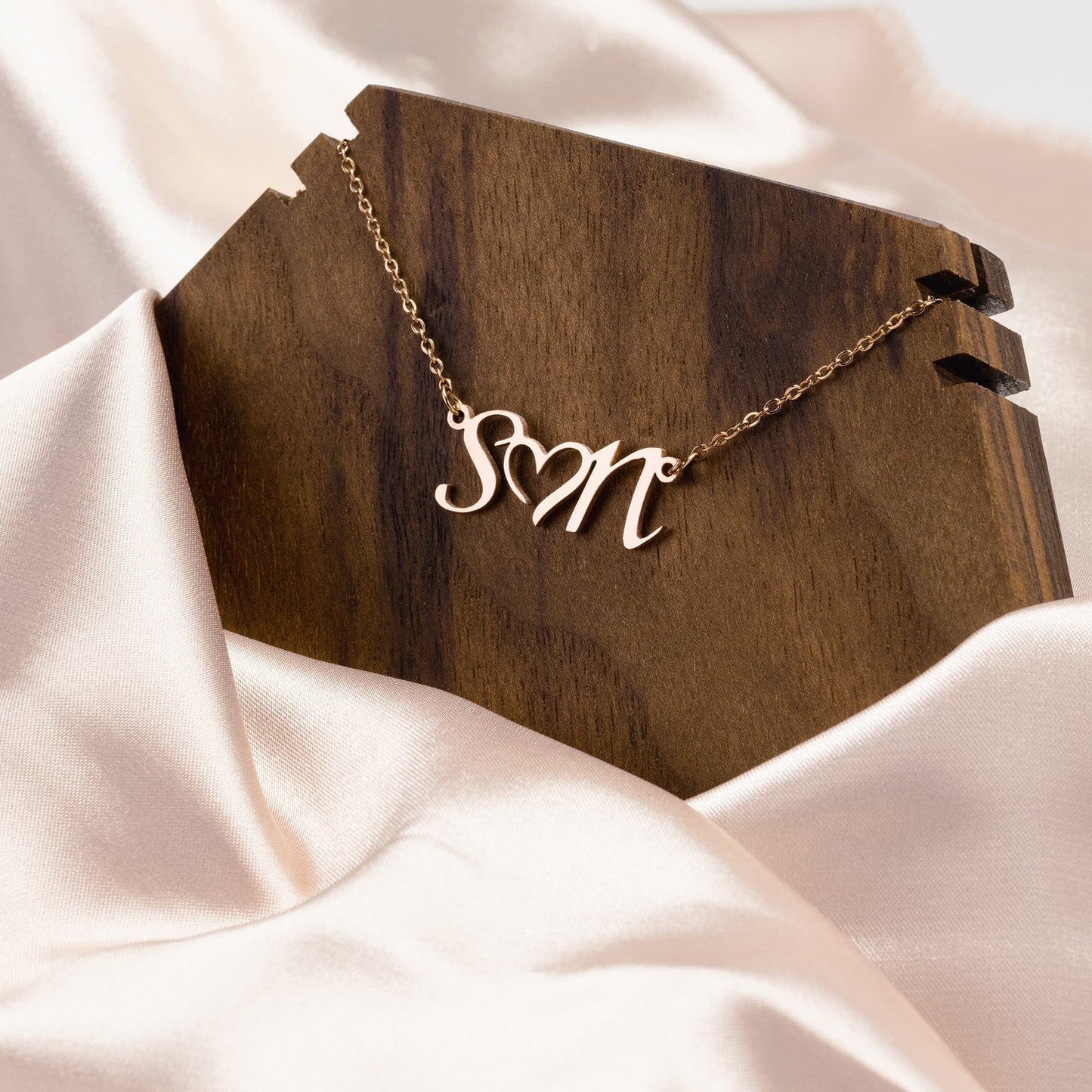 Double Initial Personalized Heart Necklace