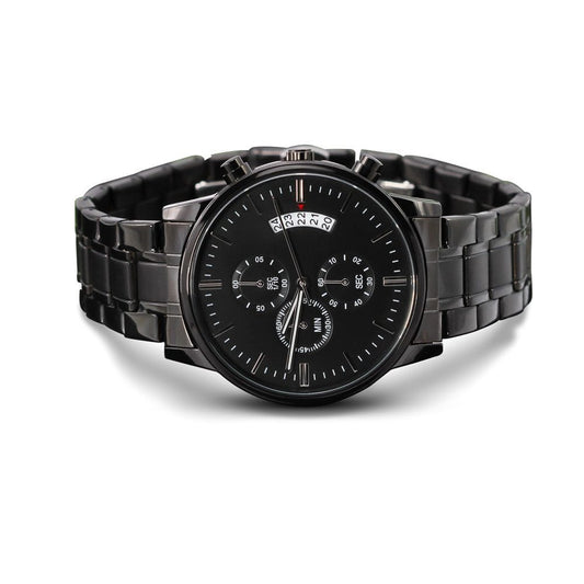 Men's Personalized Engraved Custom Black Chronograph Watch