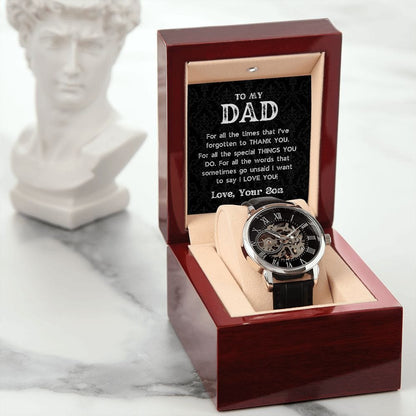 Black OpenWorks Skeleton Watch For Dad - From Son