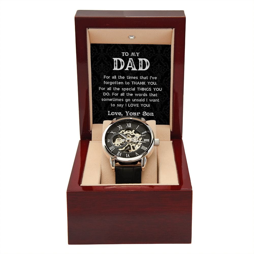 Black OpenWorks Skeleton Watch For Dad - From Son