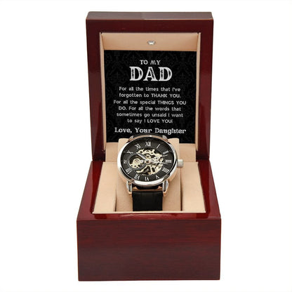 Black OpenWorks Skeleton Watch For Dad - From Daughter