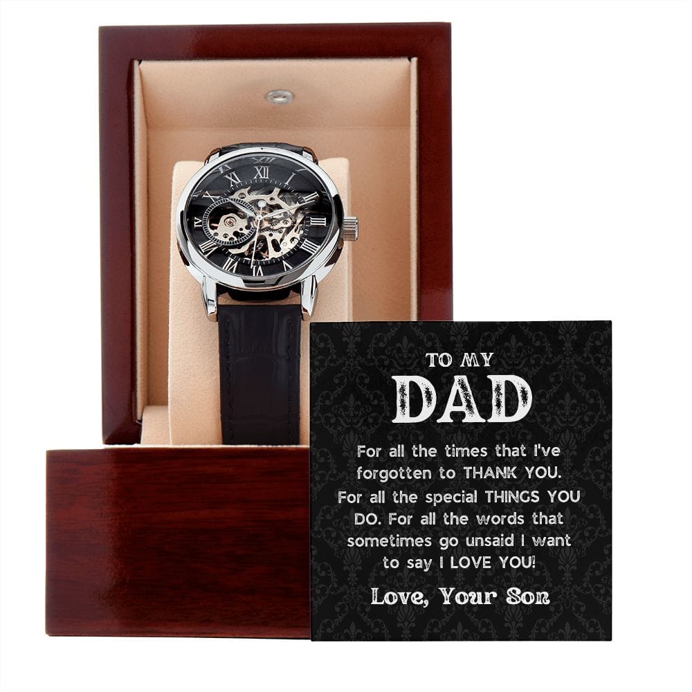 Black OpenWorks Skeleton Watch For Dad - From Son