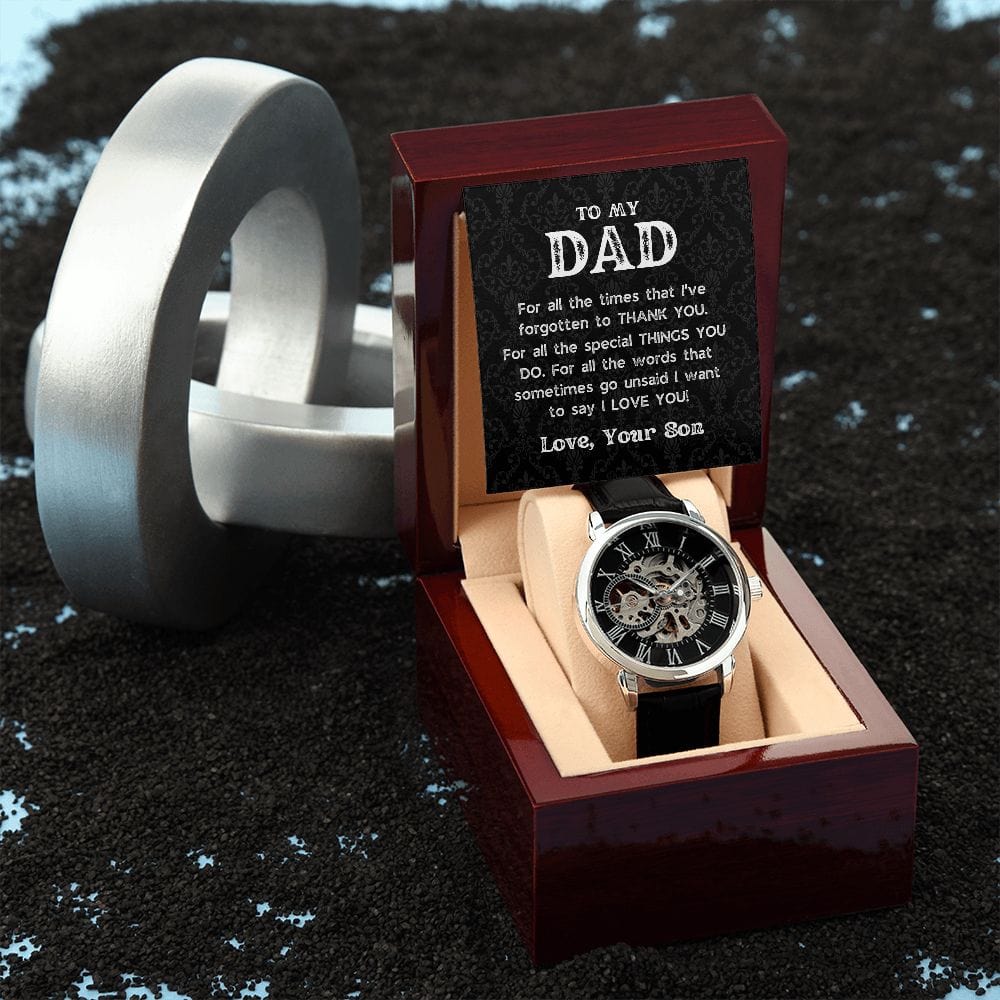 Black OpenWorks Skeleton Watch For Dad - From Son