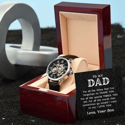 Black OpenWorks Skeleton Watch For Dad - From Son