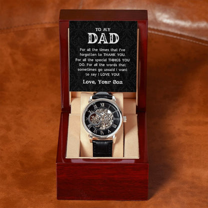 Black OpenWorks Skeleton Watch For Dad - From Son