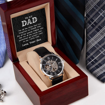 Black OpenWorks Skeleton Watch For Dad - From Son