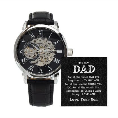 Black OpenWorks Skeleton Watch For Dad - From Son