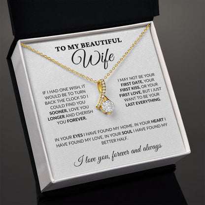 To My Beautiful Wife - Love & Cherish You Forever - Alluring Necklace - WH