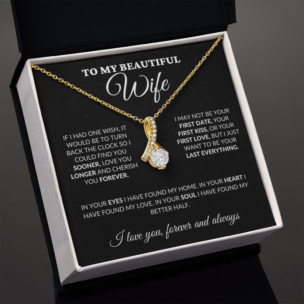 To My Beautiful Wife - Love & Cherish You Forever - Alluring Necklace - BK