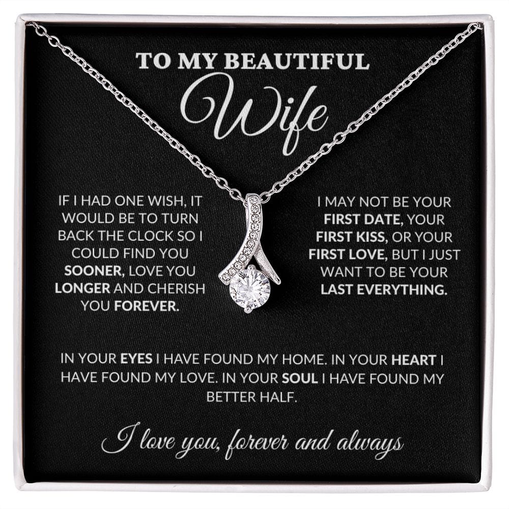 To My Beautiful Wife - Love & Cherish You Forever - Alluring Necklace - BK