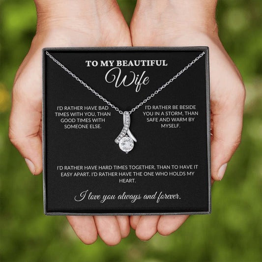 To My Beautiful Wife - Holds My Heart - Alluring Necklace - BK