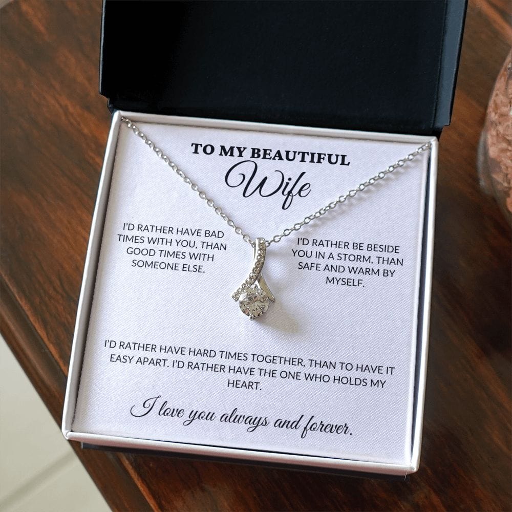 To My Beautiful Wife - Holds My Heart - Alluring Necklace - WH