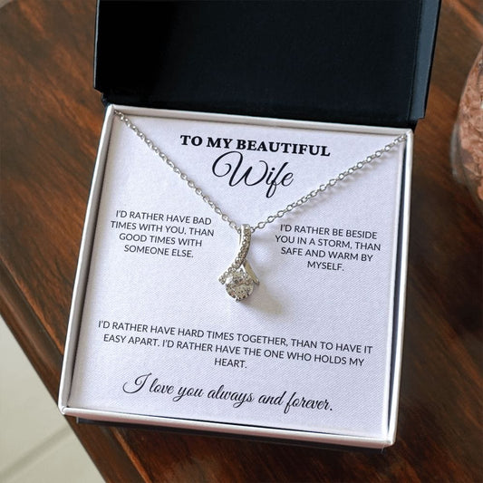 To My Beautiful Wife - Holds My Heart - Alluring Necklace - WH