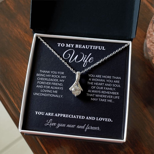 To My Beautiful Wife - The Woman I Love The Most - Alluring Necklace - BK