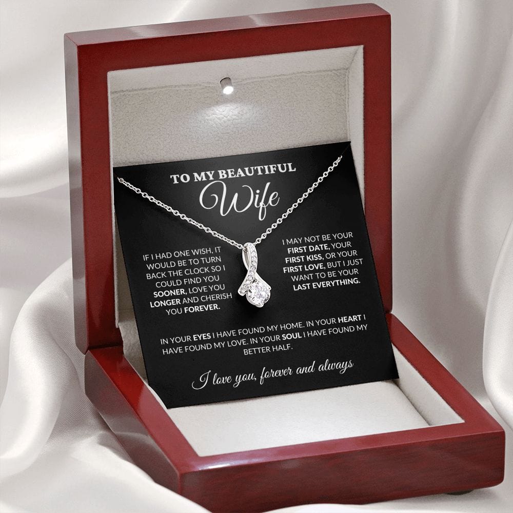 To My Beautiful Wife - Love & Cherish You Forever - Alluring Necklace - BK