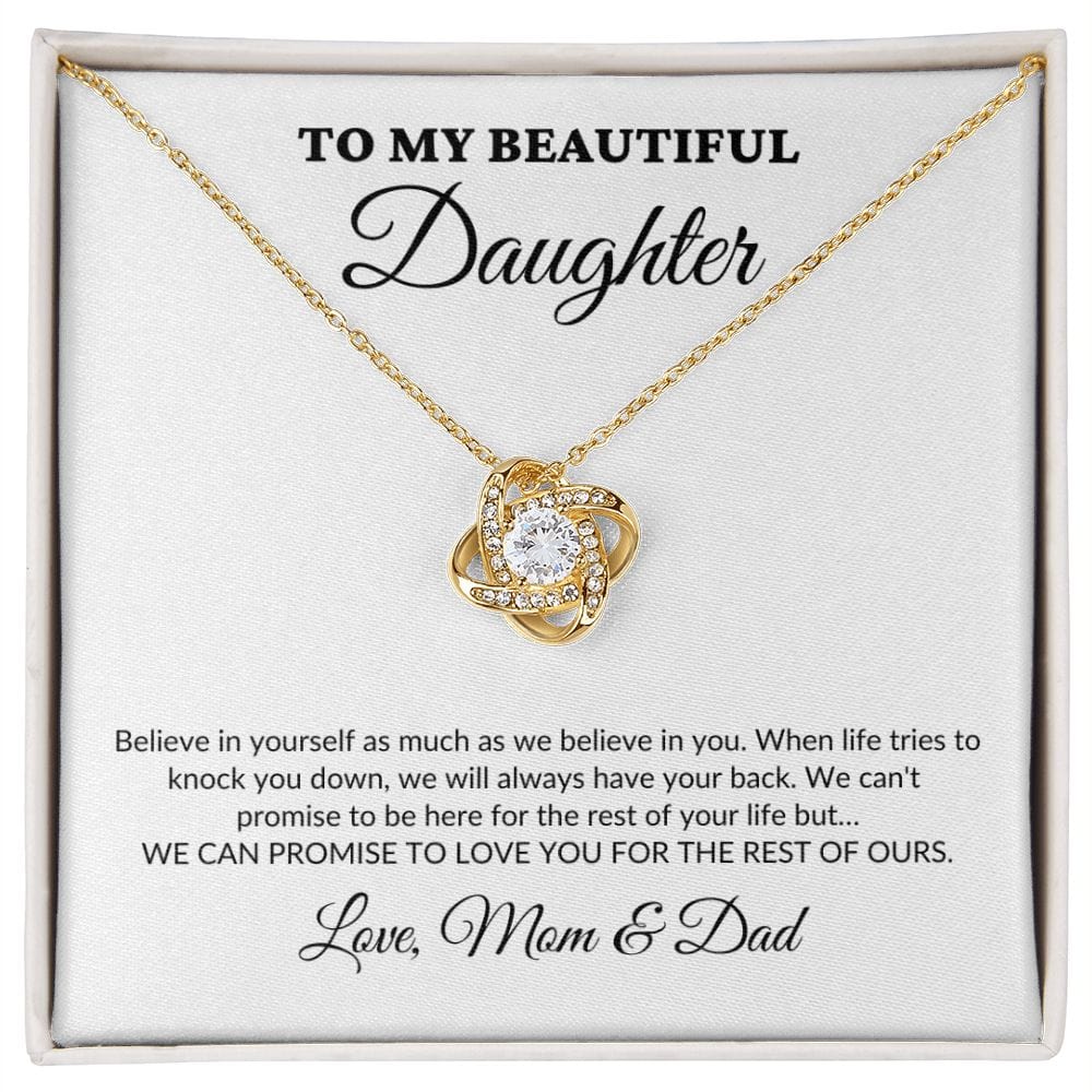 To My Beautiful Daughter - For The Rest Of My Life - MomDad - Love Knot Necklace - WH