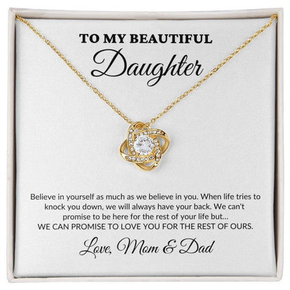 To My Beautiful Daughter - For The Rest Of My Life - MomDad - Love Knot Necklace - WH