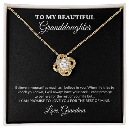 To My Beautiful Granddaughter - For The Rest Of My Life - Grandma - Love Knot Necklace - BK