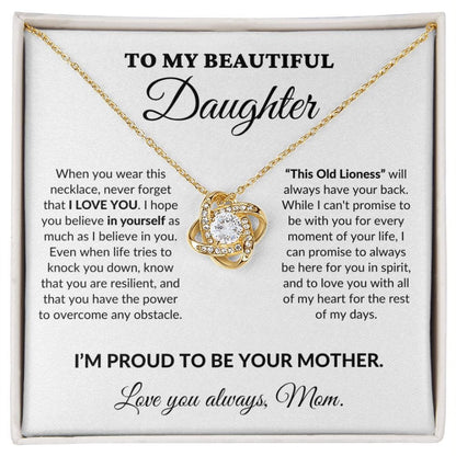 To My Beautiful Daughter - Proud Mother - Love Knot Necklace - WH