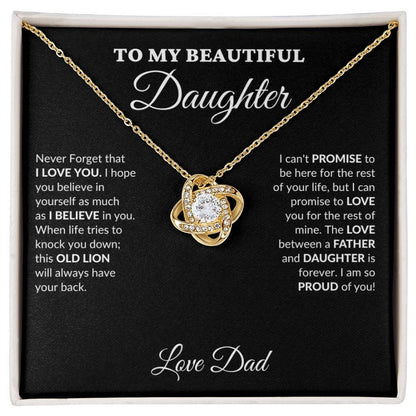 To My Beautiful Daughter - Your Proud Father - Love Knot Necklace - BK