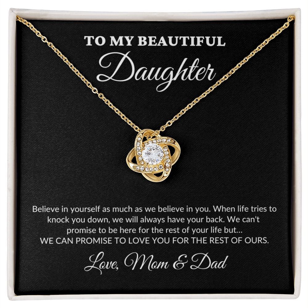 To My Beautiful Daughter - For The Rest Of My Life - MomDad - Love Knot Necklace - BK