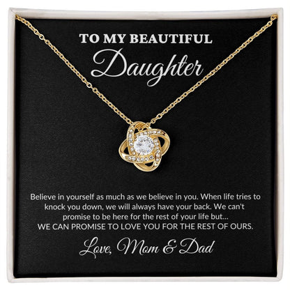 To My Beautiful Daughter - For The Rest Of My Life - MomDad - Love Knot Necklace - BK