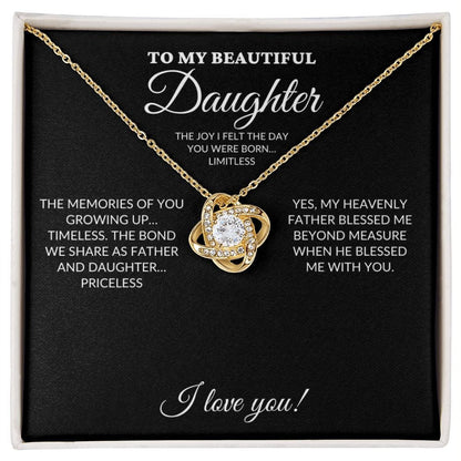 To My Beautiful Daughter - My Joy - Love Knot Necklace - BK