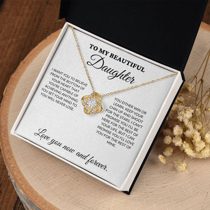 To My Beautiful Daughter - Shoot for the stars - Love Knot Necklace - WH