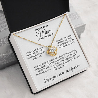 To The Best Mom In The World - The Sweetest Gift - Love Knot Necklace - WH