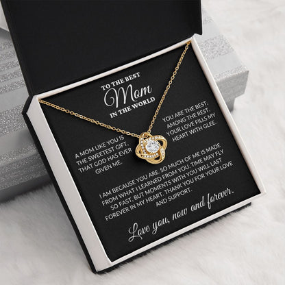 To The Best Mom In The World - The Sweetest Gift - Love Knot Necklace - BK