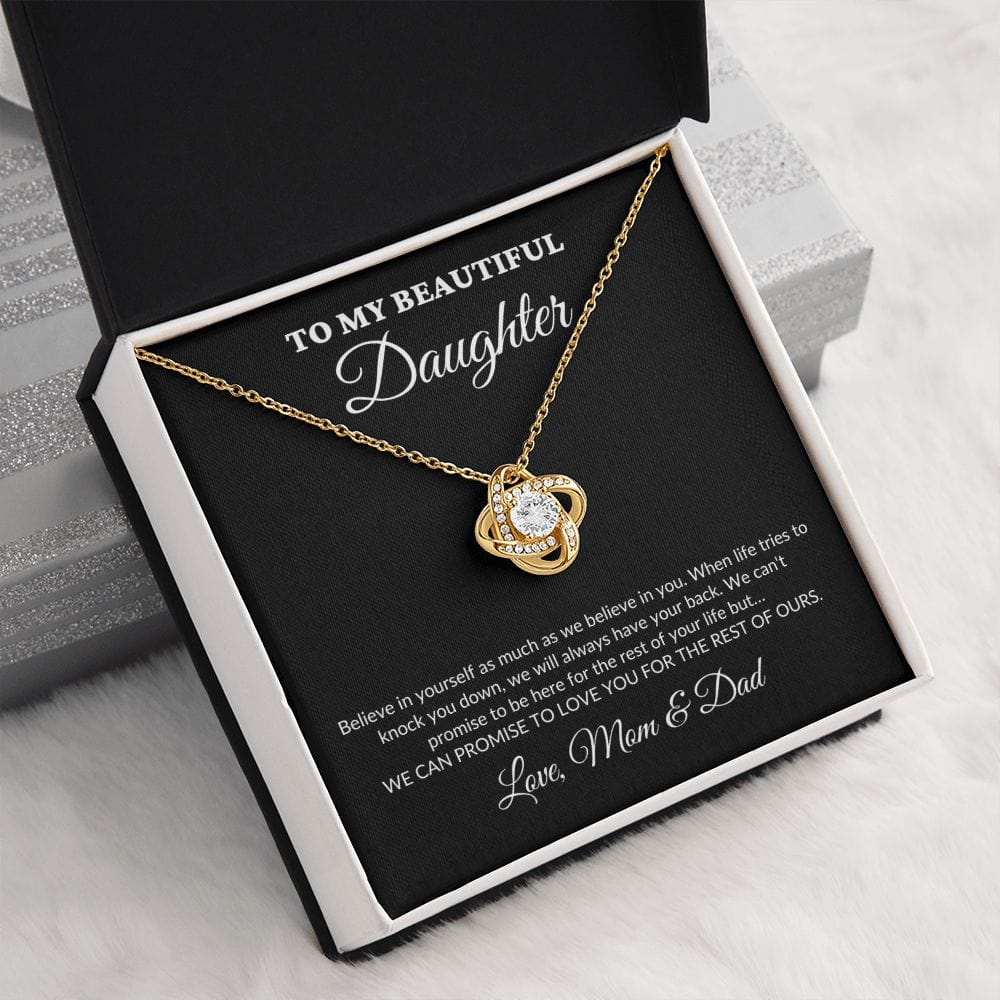 To My Beautiful Daughter - For The Rest Of My Life - MomDad - Love Knot Necklace - BK