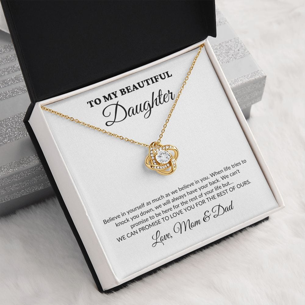 To My Beautiful Daughter - For The Rest Of My Life - MomDad - Love Knot Necklace - WH