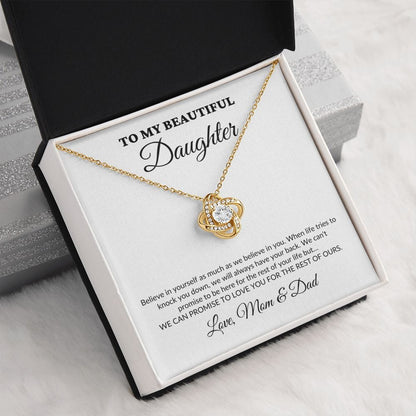 To My Beautiful Daughter - For The Rest Of My Life - MomDad - Love Knot Necklace - WH