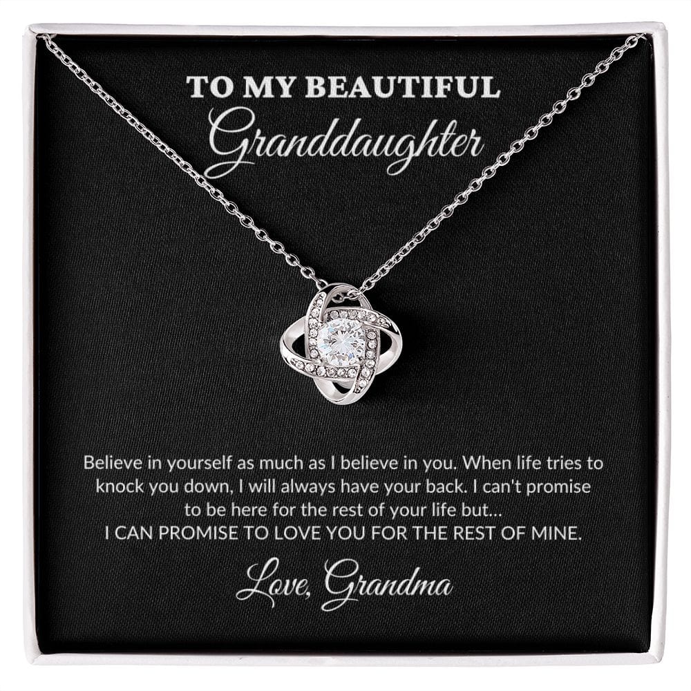 To My Beautiful Granddaughter - For The Rest Of My Life - Grandma - Love Knot Necklace - BK