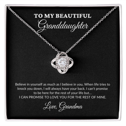 To My Beautiful Granddaughter - For The Rest Of My Life - Grandma - Love Knot Necklace - BK