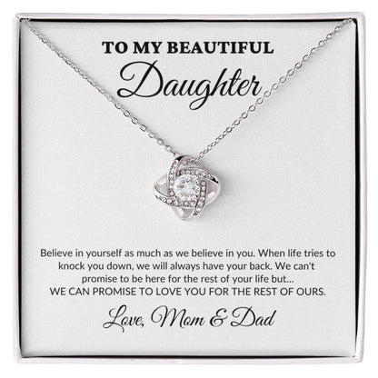 To My Beautiful Daughter - For The Rest Of My Life - MomDad - Love Knot Necklace - WH