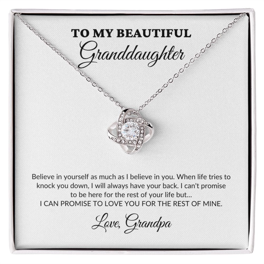 To My Beautiful Granddaughter - For The Rest Of My Life - Grandpa - Love Knot Necklace - WH