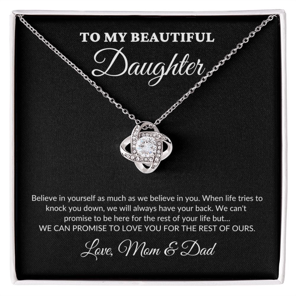 To My Beautiful Daughter - For The Rest Of My Life - MomDad - Love Knot Necklace - BK