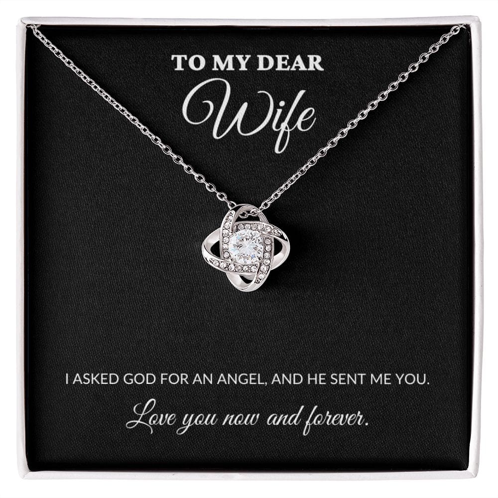 To My Dear Wife - My Angel - Love Knot Necklace - BK