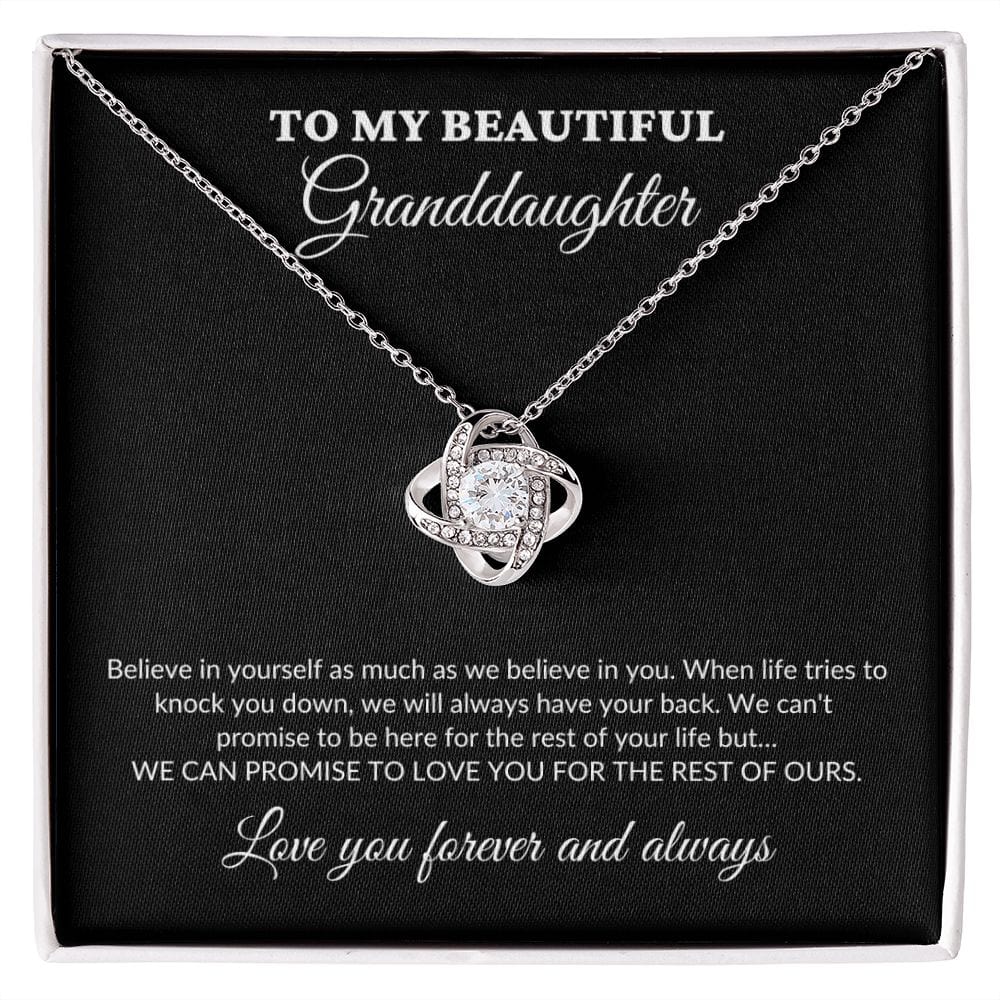 To My Beautiful Granddaughter - For The Rest Of My Life - GrandParents - Love Knot Necklace - BK