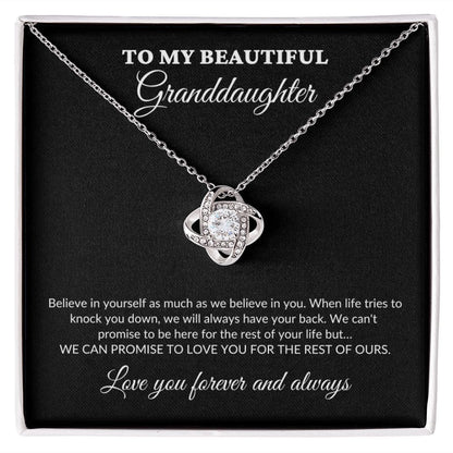 To My Beautiful Granddaughter - For The Rest Of My Life - GrandParents - Love Knot Necklace - BK