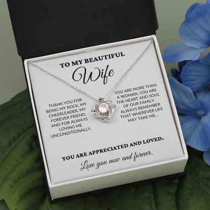 To My Beautiful Wife - The Woman I Love The Most - Love Knot Necklace - WH