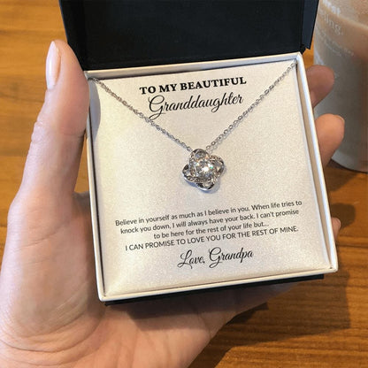 To My Beautiful Granddaughter - For The Rest Of My Life - Grandpa - Love Knot Necklace - WH