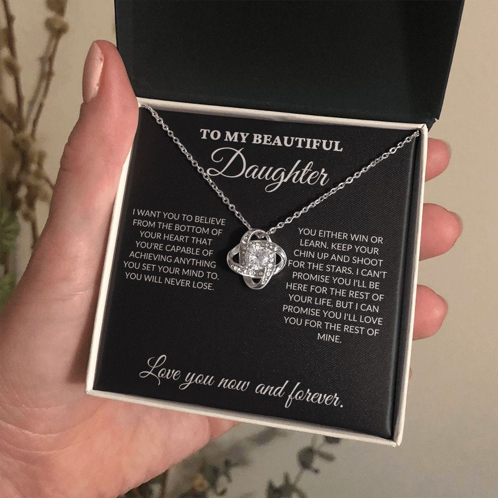 To My Beautiful Daughter - Shoot for the stars - Love Knot Necklace - BK