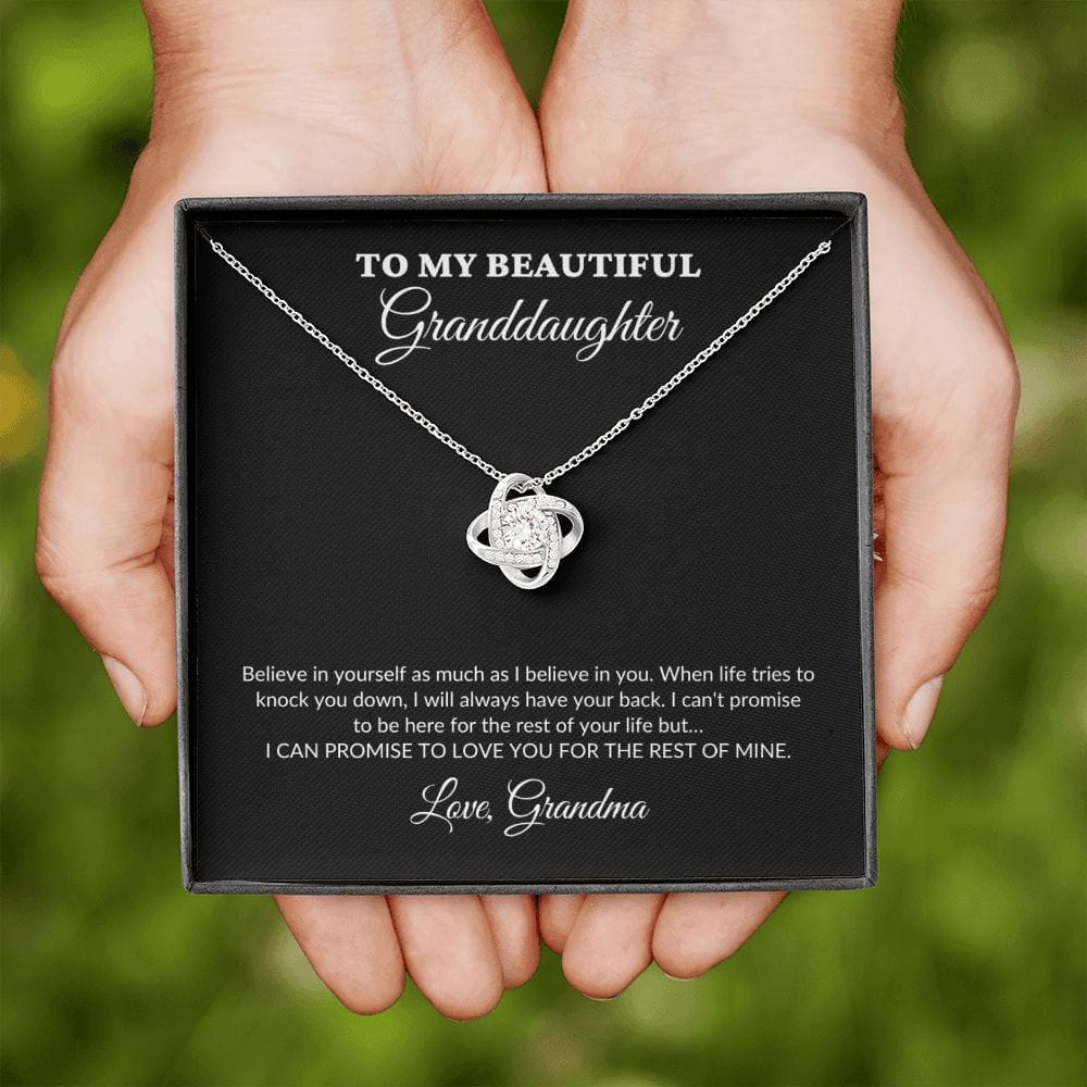 To My Beautiful Granddaughter - For The Rest Of My Life - Grandma - Love Knot Necklace - BK