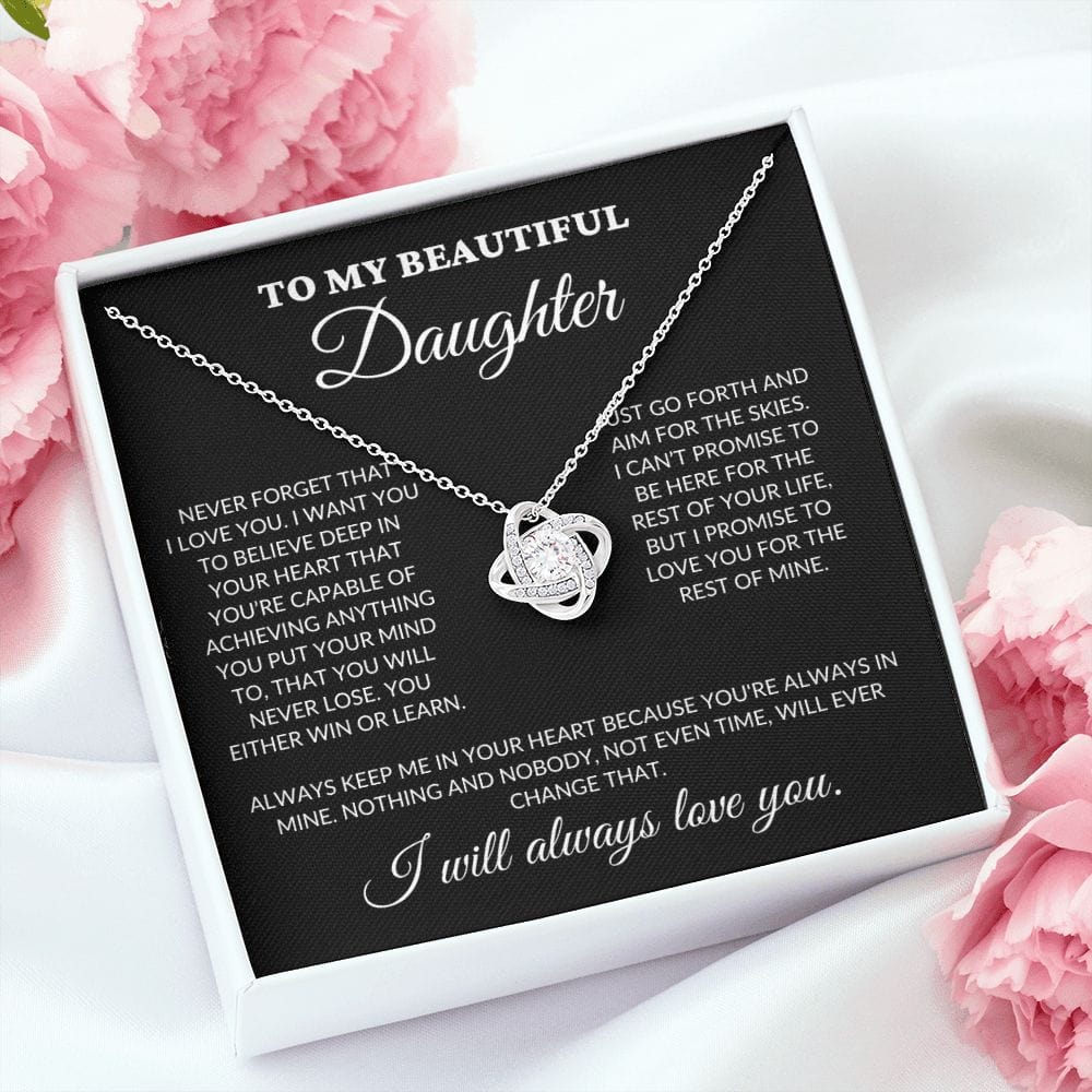 To My Beautiful Daughter - Believe In Your Heart - Love Knot Necklace - BK