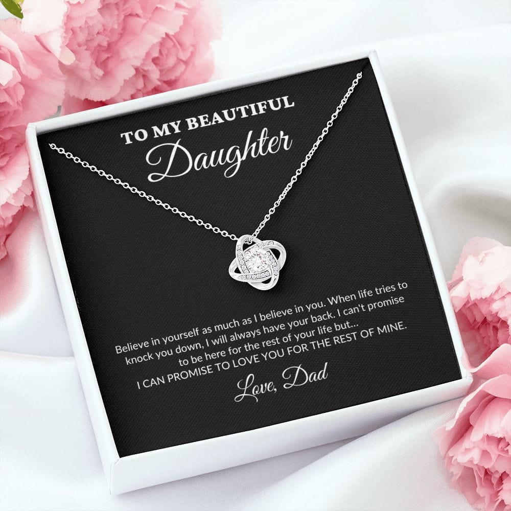 To My Beautiful Daughter - For The Rest Of My Life - Dad - Love Knot Necklace - BK