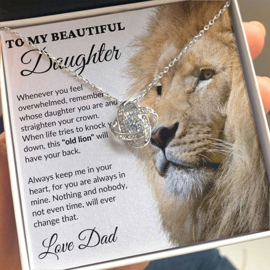 To My Beautiful Daughter - This Old Lion - Love Knot Necklace - WH