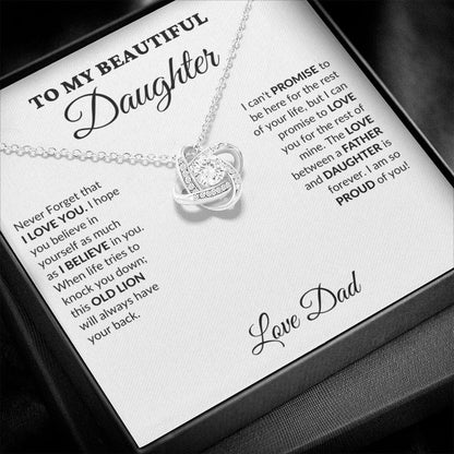 To My Beautiful Daughter - Your Proud Father - Love Knot Necklace - WH