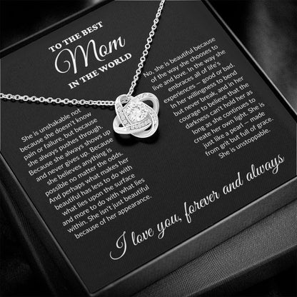 To The Best Mom In The World - Grit - Love Knot Necklace - BK